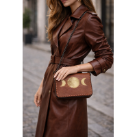 Crossbody bag cognac - interchangeable front panels