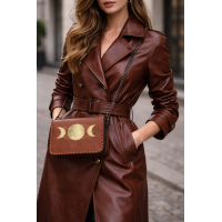 Crossbody bag cognac - interchangeable front panels
