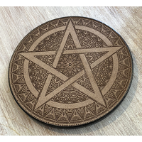 ‘black mirror’ 10cm - zwarte spiegel 10 cm - met houten standaard