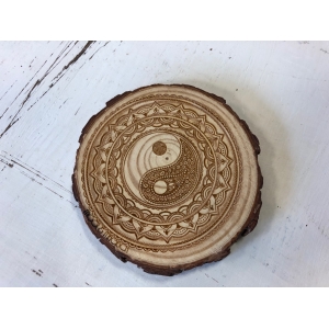 Houtschijf 9-10cm YinYang Houtschijf 9-10cm YinYang