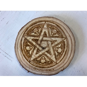 Houtschijf 9-10cm Pentagram Houtschijf 9-10cm Pentagram