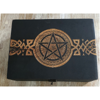 Houten opbergkistje celtic knot pentagram | Zwart | 175x125x65 mm | Mooi&Magisch