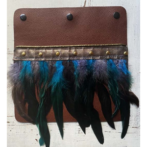 BellaMagio | Los Frontpaneel voor crossbody tas  |Frontpaneel Feathers turquois