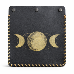 Black Leather Front Panel with Triple Moon and Laced Edge – feminine power, protection and life cycles