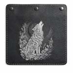 Black Leather Front Panel with Wolf – intuition, protection and inner strength