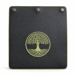 Black Leather Front Panel with Gold-Green Tree of Life and Matching Border – growth, connection and stability