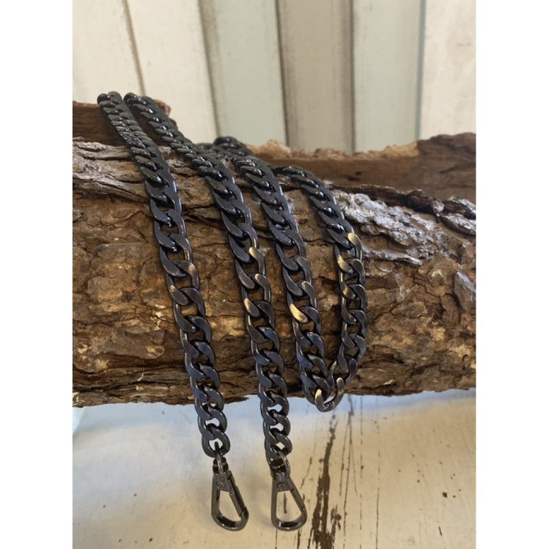 Metalen schouderband - gun metal 120cm