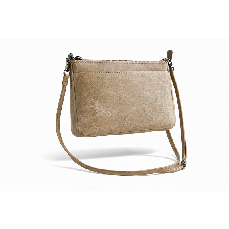 Mooi&Magisch |Lederen  Crossbodytas Beige/Taupe | Duurzaam leer | Basis tas voor verwisselbare frontjes