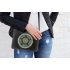 Crossbody leren tas zwart Pentagram | Pearl blauw lime| BellaMagio | verwisselbaar front | Heksentas