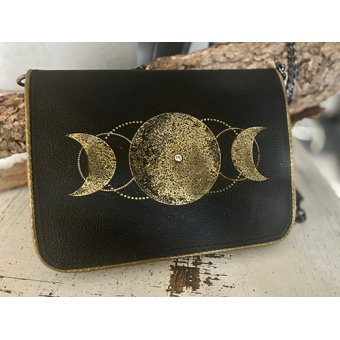 Crossbody leren tas | BellaMagio |Tas + Verwisselbaar front tripple moon