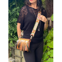 BellaMagio | Los Frontpaneel voor crossbody tas | Shaman | veren bruin